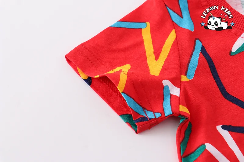 LEZONKIDS - Good Quality 2PCS Boys Clothing Colorful Star Print T-shirt and Shorts Boy Clothing Sets for Summer